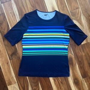 Lands' End Women's Striped Navy Tee